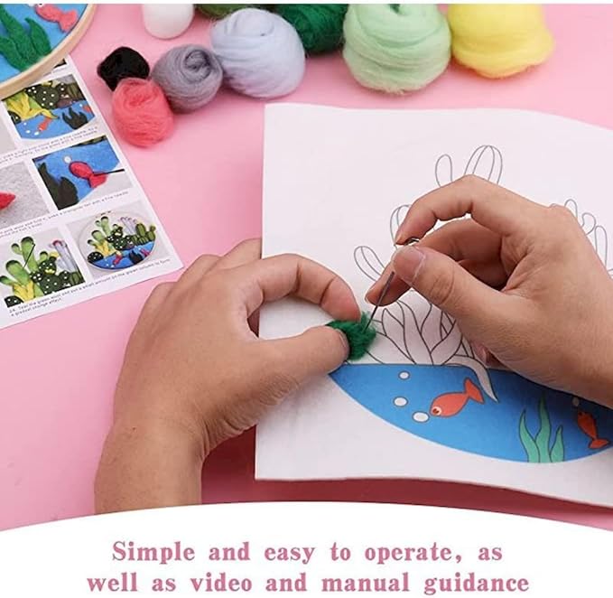 CaptainCrafts Needle Felting Kit, Wool Felt Supplies, Embroidery Hoops - Image 7