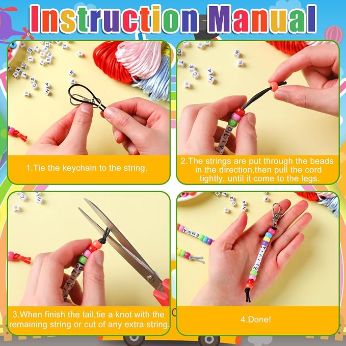 Suncalla 984 Pcs 24 Set Back to School Keychain Making Kit DIY Bead Craft | - Image 3