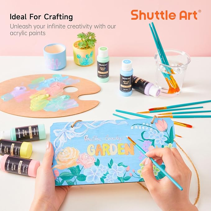 Shuttle Art 40 Pack Pastel Acrylic Paint Set, 30 Colors, 60ml/2oz Bottles - Image 6