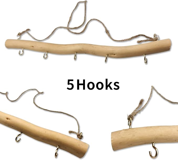 2 Pack Handmade Natural Driftwood Jewelry Rack - Image 2