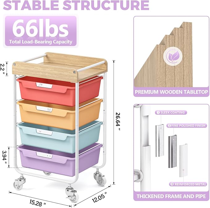 Rolling Craft Storage Cart - Image 3