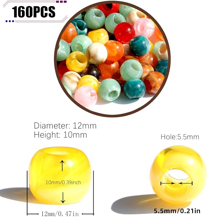 160pcs 12mm Plastics Acrylic Large Hole Cloud Pop Beads Mix Color Large Hole - Image 2