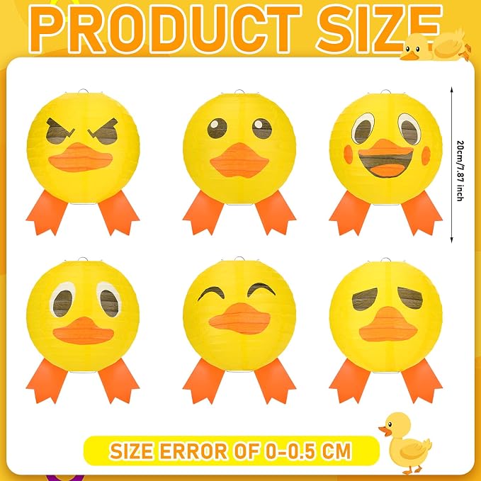 Panelee 12 Pcs Rubber Duck Party Decorations Paper Lanterns 8 Inch Hanging - Image 2