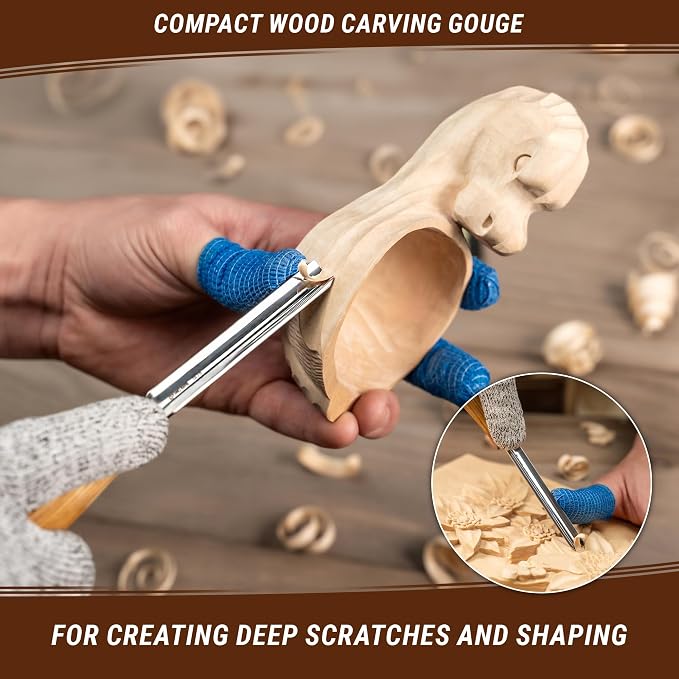 BeaverCraft Wood Carving Gouge K9/10 Woodworking Hand Chisel Compact Wood - Image 3