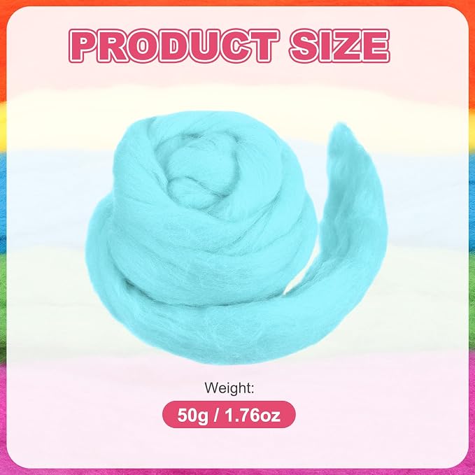 MECCANIXITY Wool Roving Yarn Soft Felting Wool 50g/1.76oz Pure Chunky Roving - Image 2