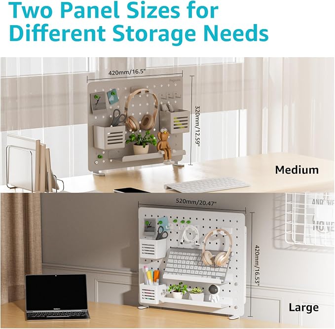 PEGZONE Clamp on Desk Pegboard, 20.4" x 16.5", - Image 3