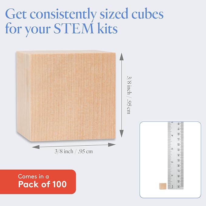 DIY Wooden Cubes 3/8-inch, Unfinished Wood Blocks - Image 4
