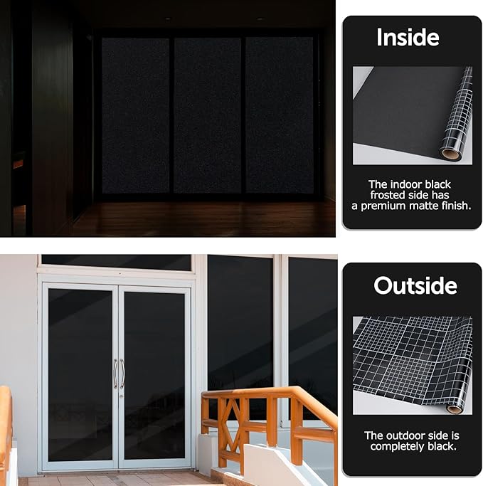 HIDBEA Blackout Window Film, 100% Light Blocking Room Darkening Window Privacy - Image 4