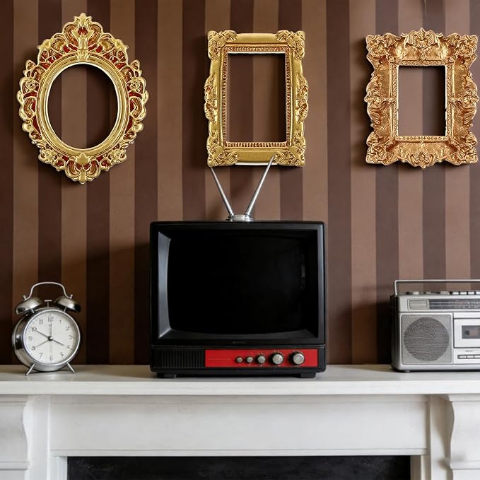 Miniature Dollhouse Mirror & Picture Frames Set 12 PCS Vintage Gold Resin Mini - Image 4