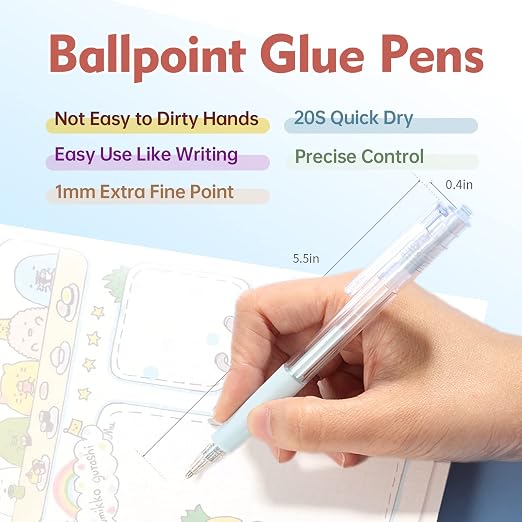 Fine Tip Glue Pen, Quick Dry Roller Stick Pens, Apply Glue Like Writing - Image 2