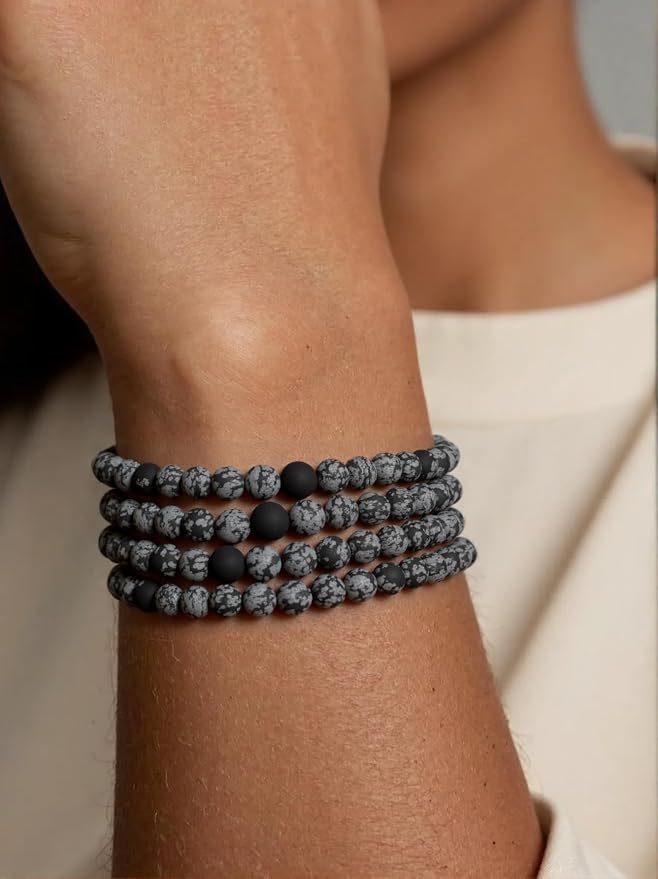 6mm Matte Snowflake Obsidian Bead, 15-Inch Matte Round Loose Stone Beads - Image 4