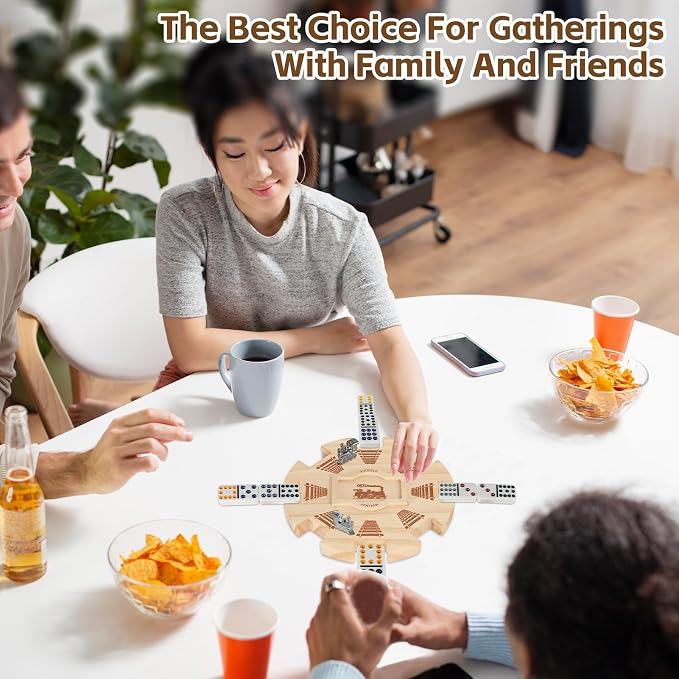 Mexican Train Dominoes Wooden Hub- Premium Pine - Image 7