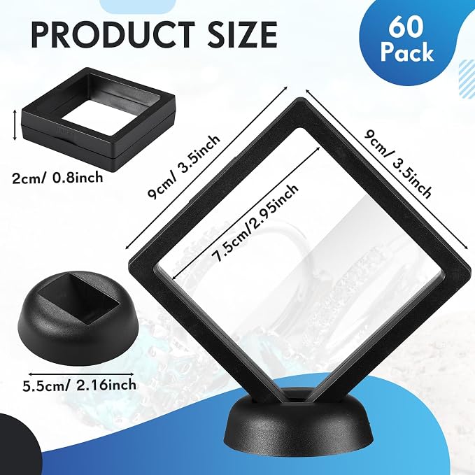 60 Pcs 3D Floating Display Case PE Film Jewelry Storage Box Coins Display Frame - Image 3