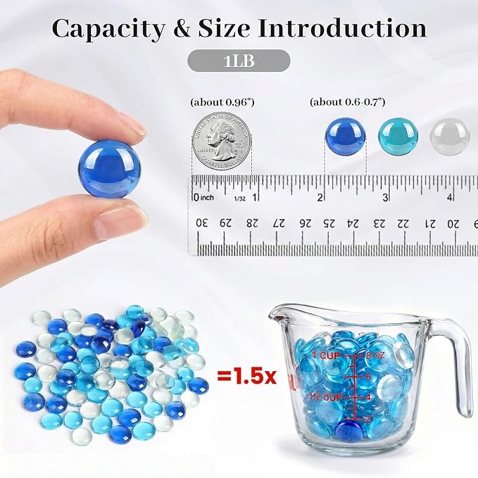 FUTUREPLUSX 1 pounds, Flat Glass Marbles - Image 2