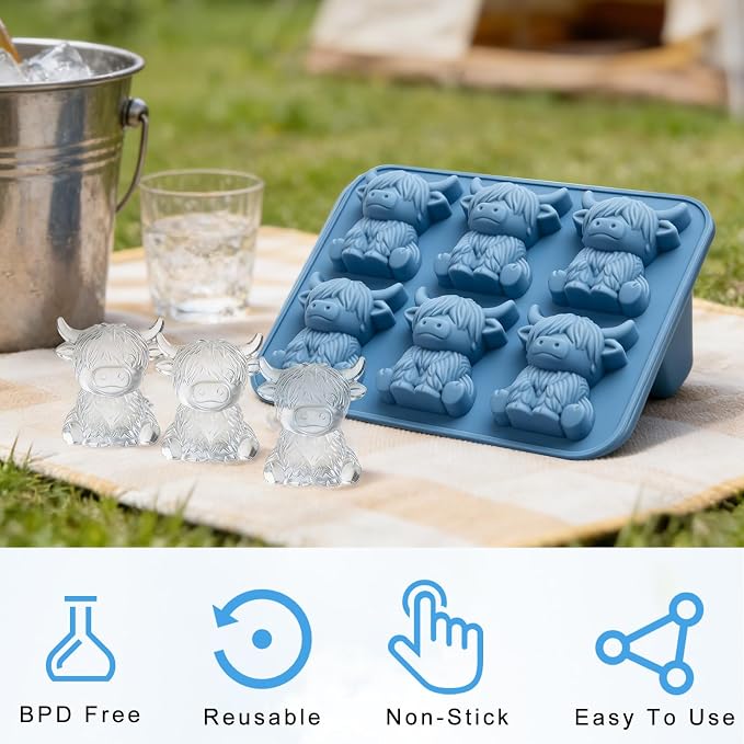 Mini Highland Cow Ice Cube Mold，Cute 3D Highland Cow Silicone Ice Cube - Image 5