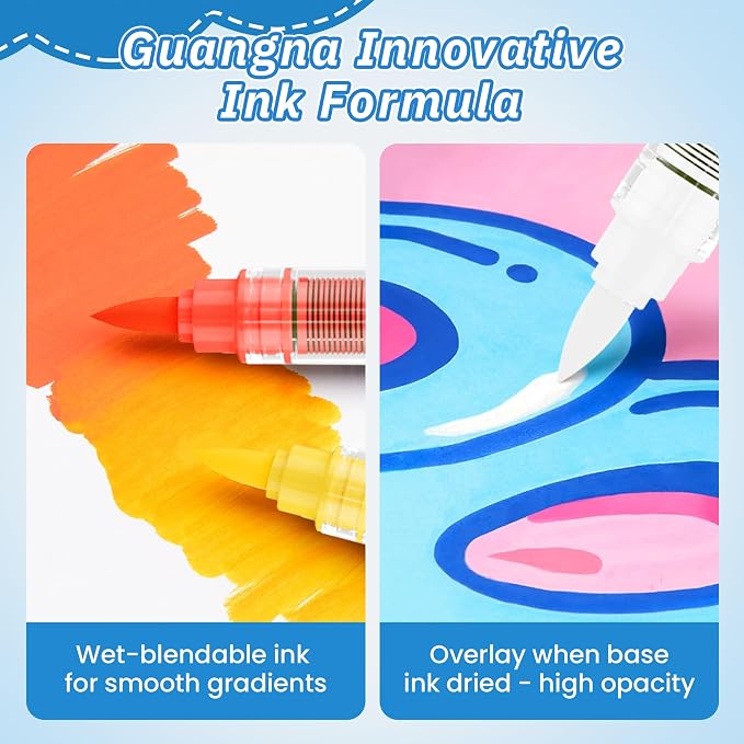 Guangna 240 Acrylic Paint Markers, Brush Tip Acrylic Paint Pens, Quick-Drying - Image 3