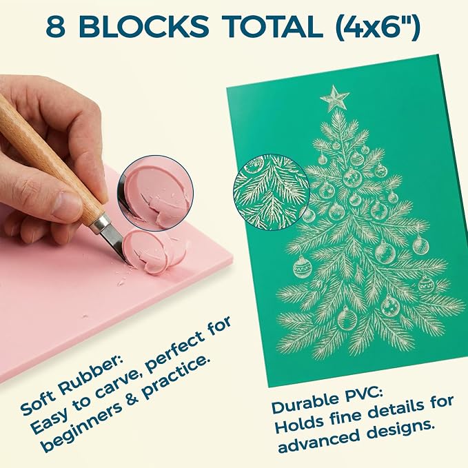 47 Pcs Linocut Kit for Printmaking, Block Printing Kit - Image 5