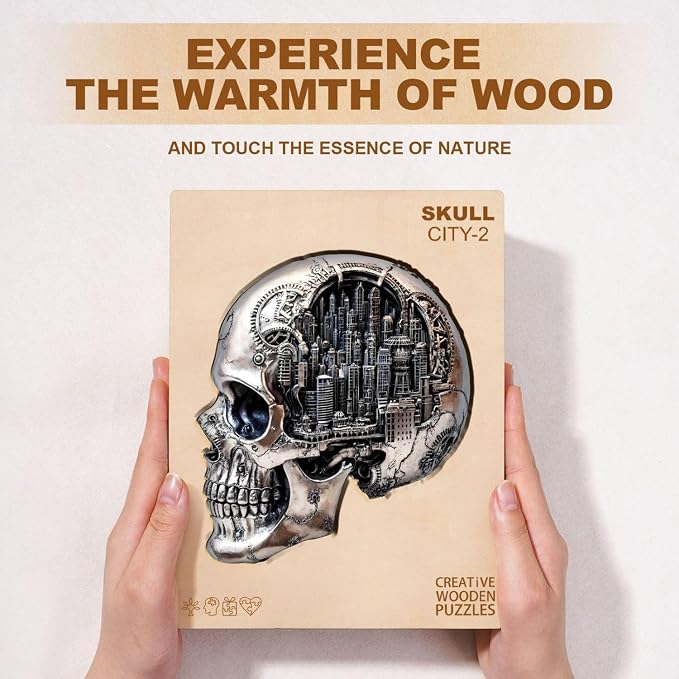 City Skull Puzzles Adults Gifts Wooden 100 Pieces 8.5 * 7.8in - Image 8