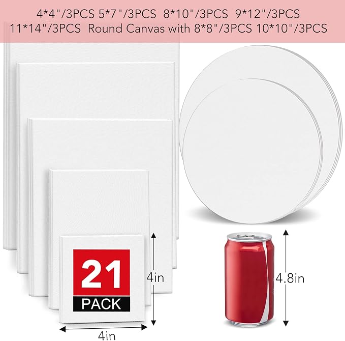 ESRICH Canvas Boards for Painting-21 Pack Blank Flat Canvas Boards-4x4 - Image 2