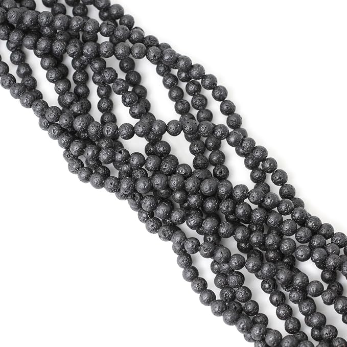6mm 60PCS Black Lava Volcanic Stone Gemstone Round Loose Beads - Image 4