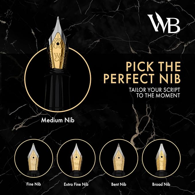 Wordsworth & Black Fountain Pen Set, 18K Gilded Broad Nib, Includes 6 Pack Ink - Image 4
