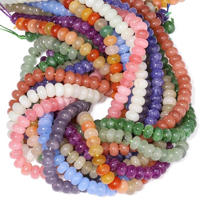 Songxi 5x8mm Natural Light Pink Colored Jade Stone Rondelle Beads, Gemstone - Image 9