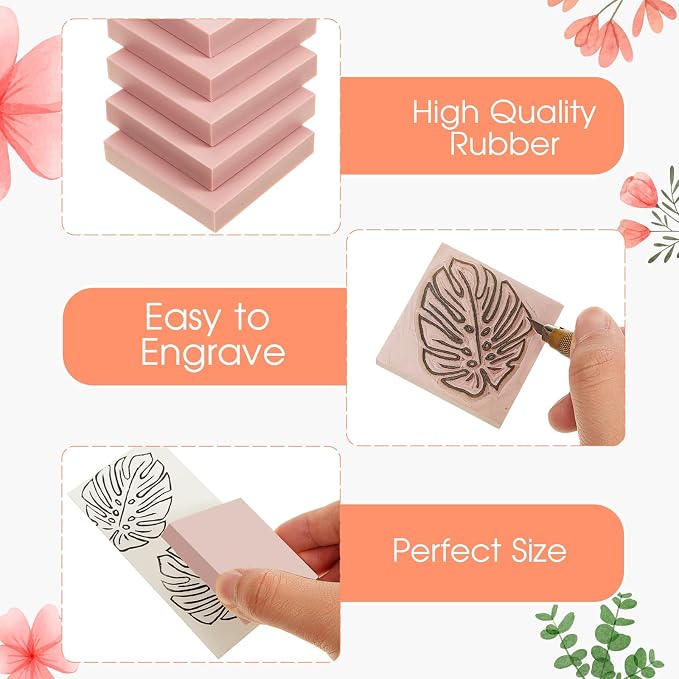 Frienda 12 Pcs 2" X 2" Rubber Carving Blocks Linoleum Blocks - Image 3