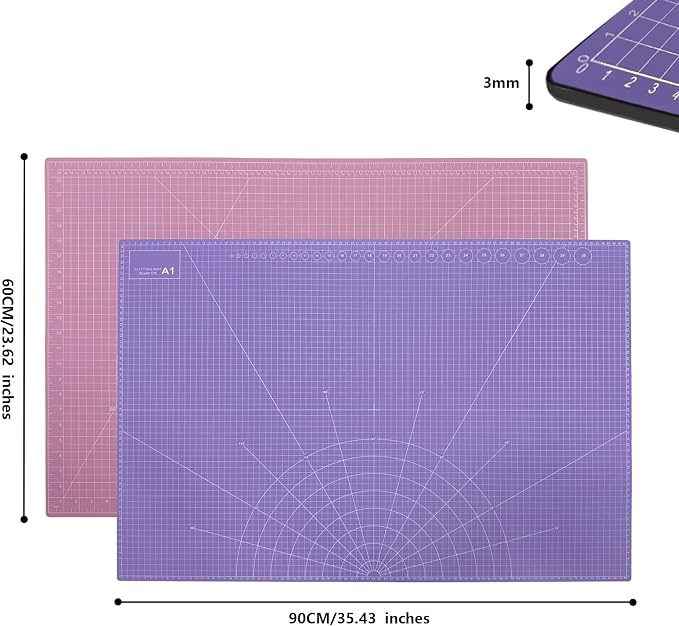 35" x 23" Self Healing PVC Cutting Mat, A1-Pink or Purple | Large, Double Sided - Image 3