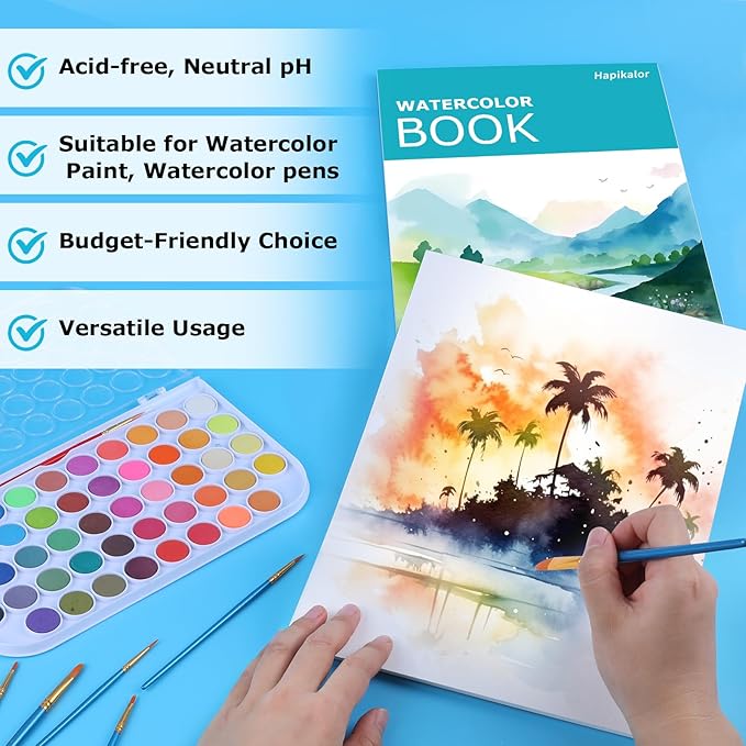 Hapikalor 12"x18" Large Watercolor Paper Pad, Art Supplies - Image 3
