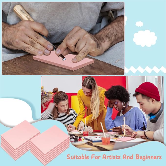 Frienda 40 Pcs 4"x6" Rubber Carving Blocks Linoleum Block Stamp Making Kit Soft - Image 7