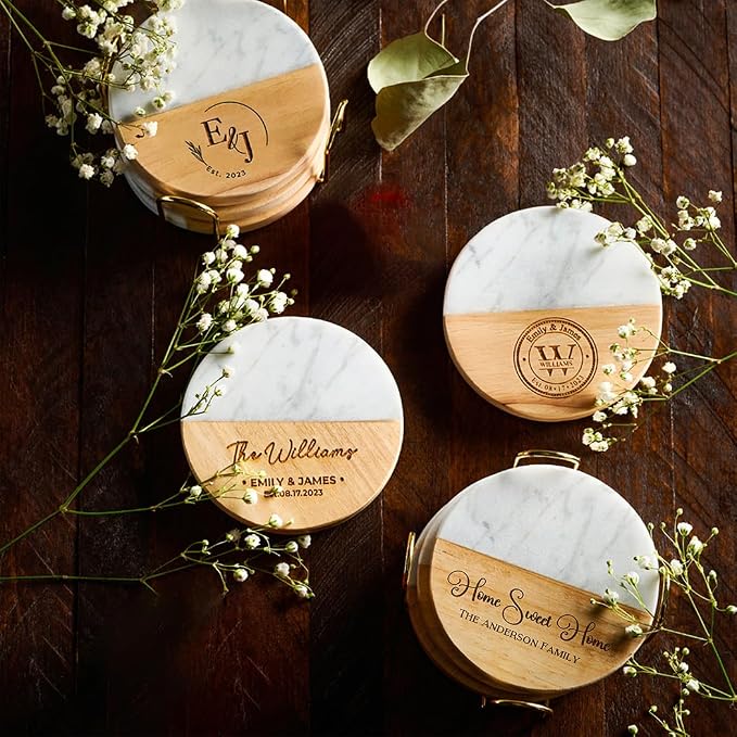 Custom Coasters Set of 4, Personalized Housewarming Gift, Engraved Gifts - Image 8