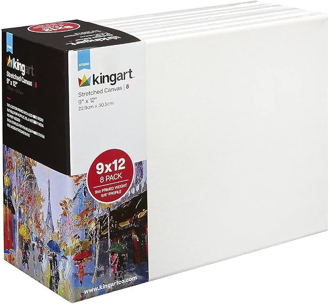 KINGART Stretched White Canvas Set – Rectangle, 9x12 Inch, Triple Gesso Primed - Image 7