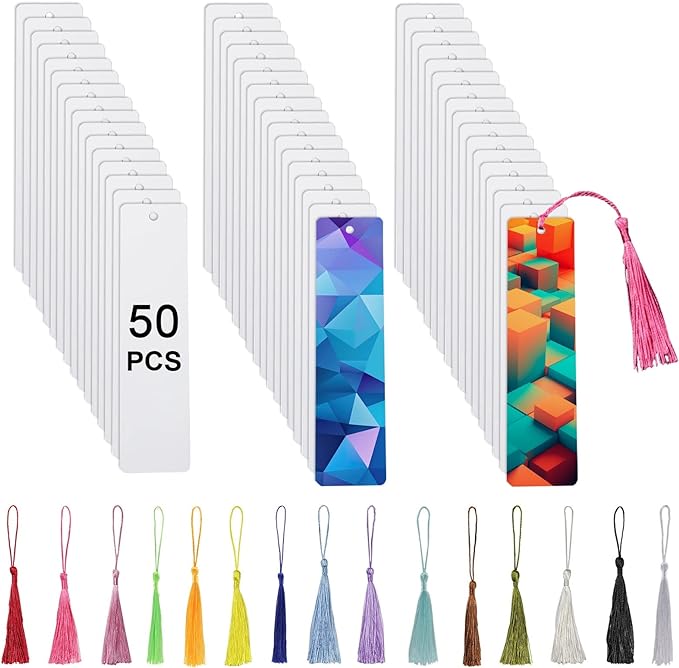50 Pcs Sublimation Bookmark Blank Heat Transfer Aluminum Metal Bookmarks Bulk by Buynow