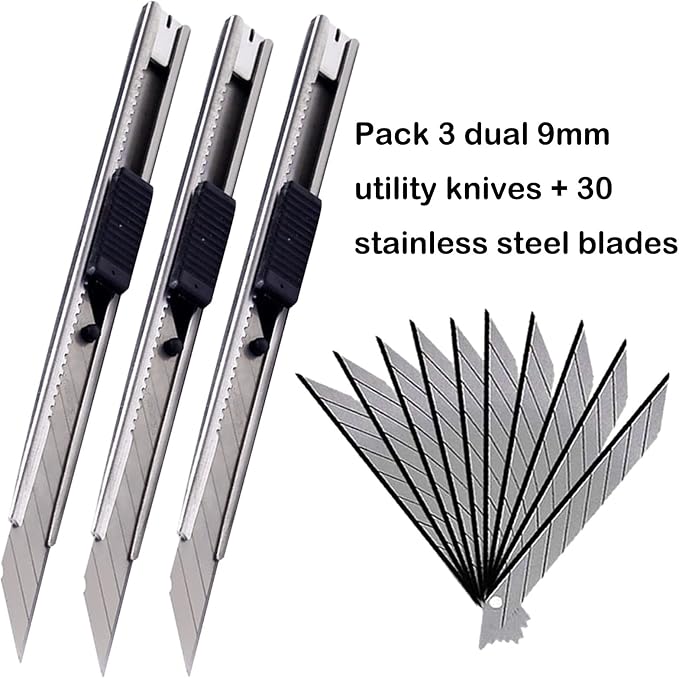 9mm Snap Off Utility Knife 3 Pack High Hardness Retractable Box Cutters - Image 7