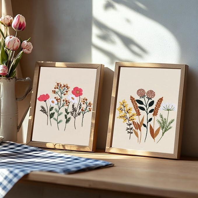 COCOMOX Floral Embroidery Kit, 4 Sets Simple Flower Pattern Embroidery Practice - Image 6