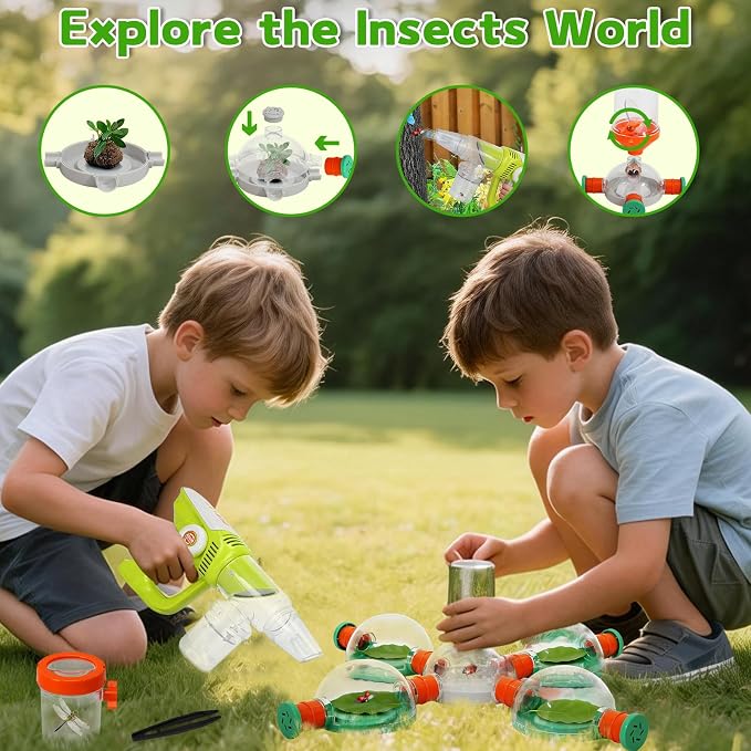 Bug Catcher for Kids 3-5, Bug Vacuum Toys Set for Toddlers 1-3, Magnify Glass - Image 5