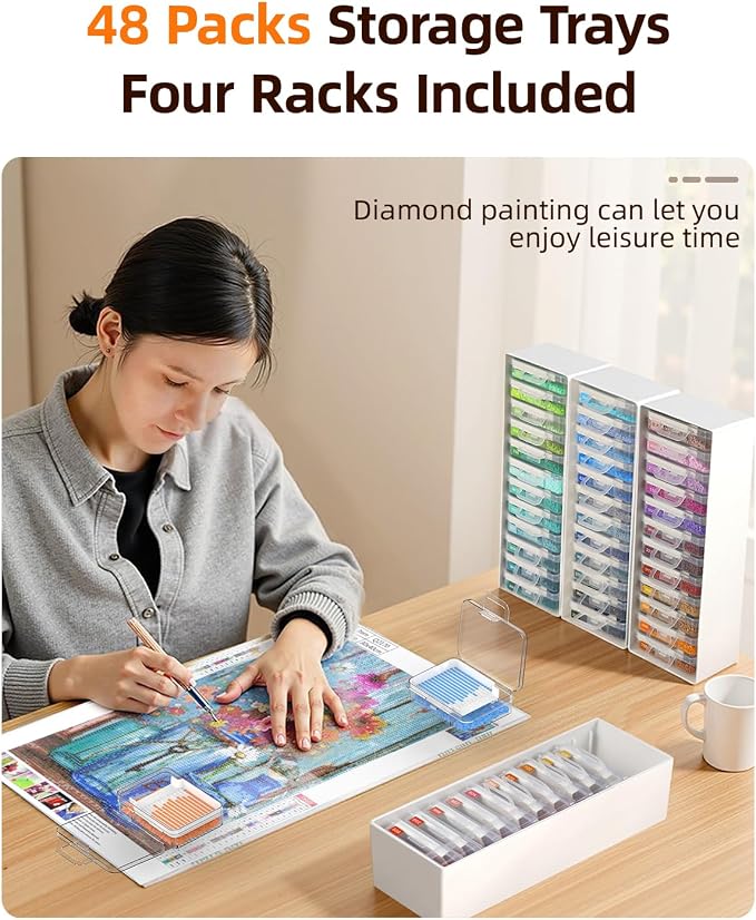 Redtwo 48 PCS Diamond Painting Storage Containers Trays, Detachable Trays - Image 2