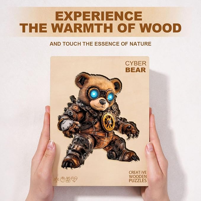 Cyber Bear Puzzles Adults Gifts Wooden 195 Pieces 13.4 * 11.5in - Image 8