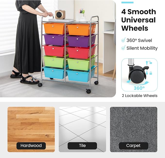 BECOMFORT 10-Drawer Rolling Cart - Image 5