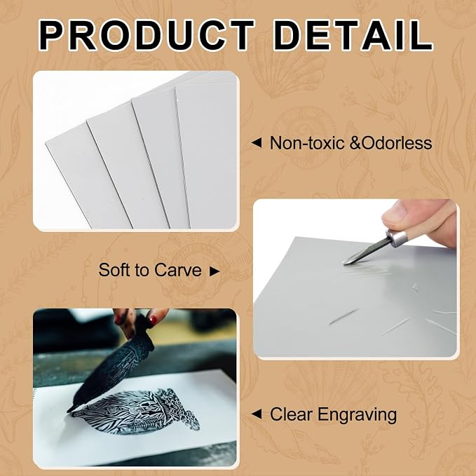 Yeaqee 8 Pcs Mixed Sizes Linoleum Blocks - Image 3