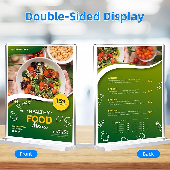 18 Pack Acrylic Sign Holder 8.5 x 11, Double-Sided Clear Sign Holder Plastic - Image 6