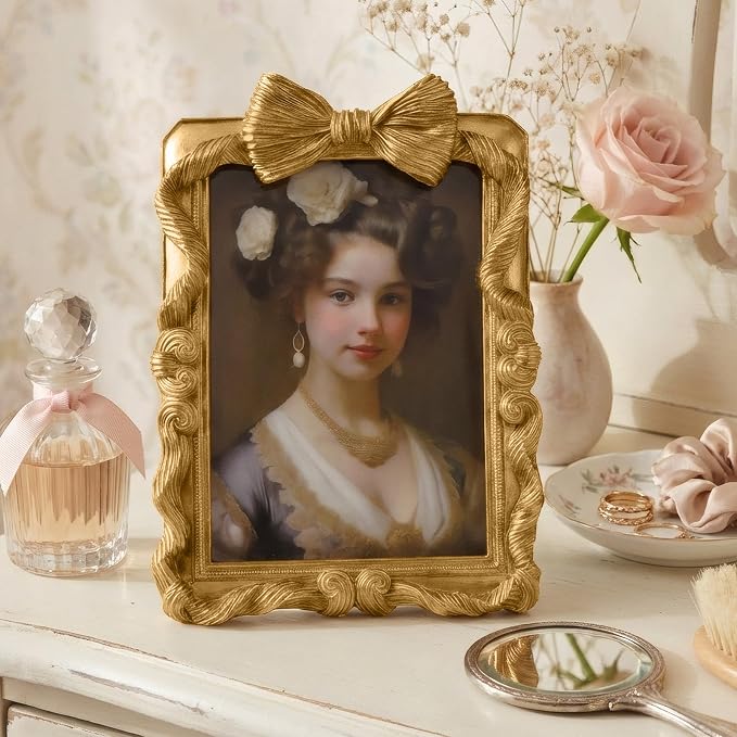 Gold Picture Frames 5x7 Bow Frame, Ornate Elegant 5 by 7 Photo Frame - Image 4