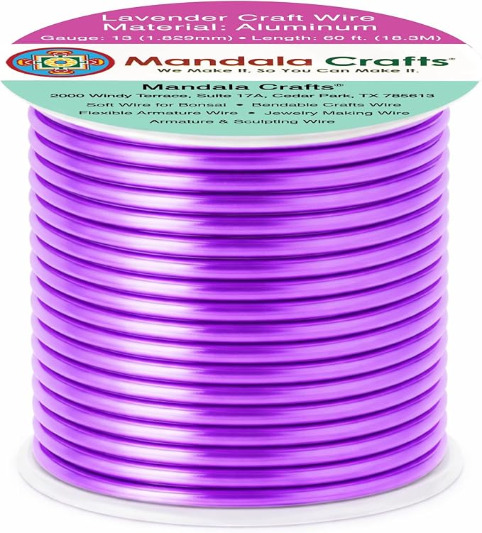 Mandala Crafts 13 Gauge Lavender Anodized Aluminum Craft Wire, 60 FT | Colored - Image 2