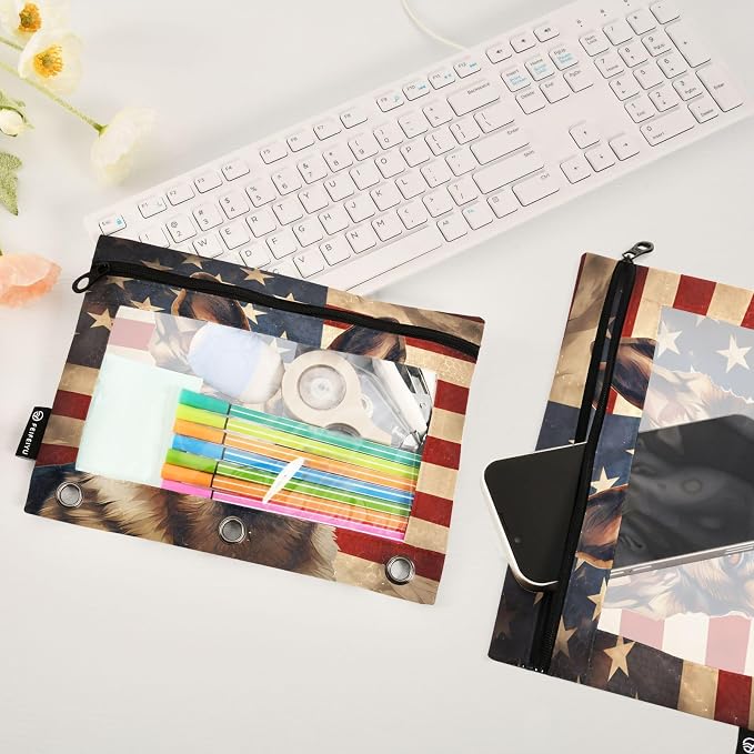 Dog German Shepherd American Flag Pencil Pouch - Image 5