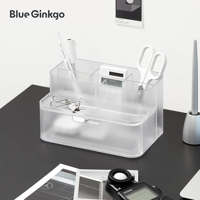 BLUE GINKGO Compact Desk Organizer – Small 5-Compartment, Half Drawer Storage – - Image 5