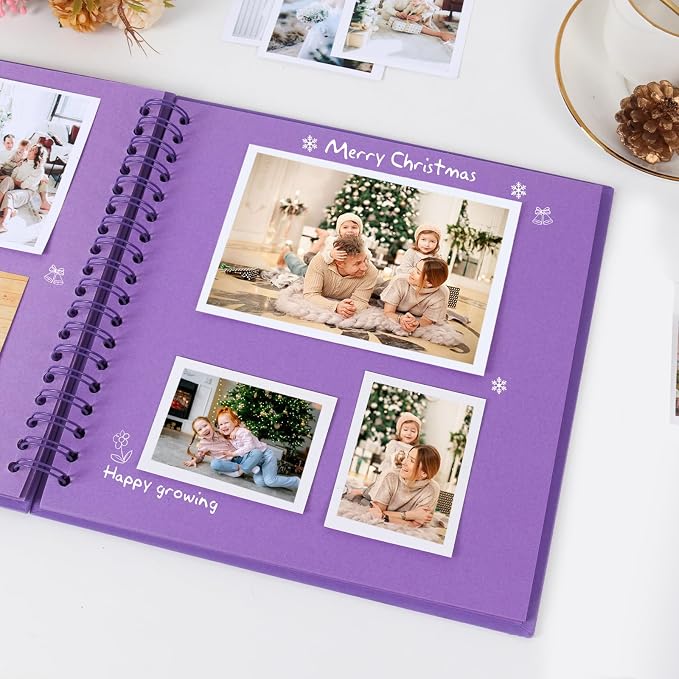 RECUTMS 8x8 Inch Scrapbook DIY Photo Album 60 Page Journal Book Dark Purple | - Image 3