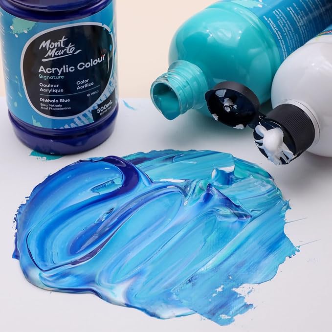 Mont Marte Signature Phthalo Blue Paint, Semi-Matte Finish, Suitable - Image 3
