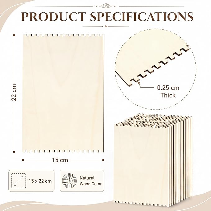 Minatee 100 Pcs Beginners Wooden Loom Notched Weaving Loom Basket Weaving Tools - Image 2