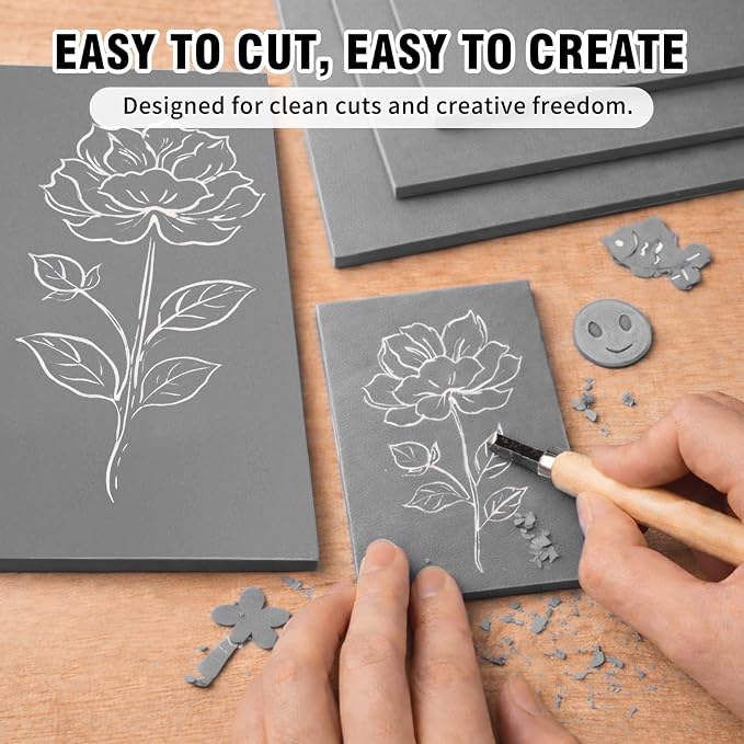 Falling in Art 8 * 10 Linoleum Carving Blocks, 8 Pack Soft Stamp Rubber Blocks - Image 3