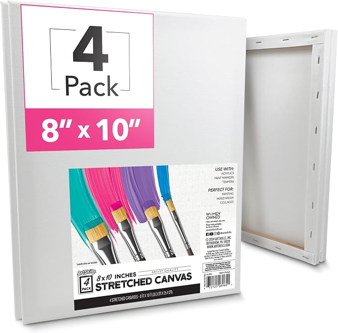 ArtSkills Stretched Canvas for Painting, 8x10 Canvas, Premium Wood Frame by ArtSkills